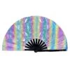 Pure Euphoria White Rainbow Reflective Hand Fan -iHeartRaves Shop PureEuphoriaWhiteRainbowReflectiveHandFanRR