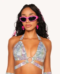 Pure Euphoria White Rainbow Reflective O-Ring Top 14 Pure Euphoria White Rainbow Reflective O-Ring Top -iHeartRaves Shop Pure Euphoria WR Reflective O Ring Top Front