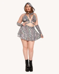 Pure Euphoria White Rainbow Reflective Mini Skirt -iHeartRaves Shop Pure Euphoria White Rainbow Reflective Gloves Sleeves C1 Full 1