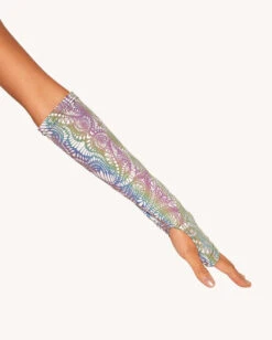 Pure Euphoria White Rainbow Reflective Hood & Sleeve Set -iHeartRaves Shop Pure Euphoria White Rainbow Reflective Hood Sleeve Set Detail