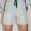 Pure Euphoria White Rainbow Reflective Shorts -iHeartRaves Shop Pure Euphoria White Rainbow Reflective Shorts Ref