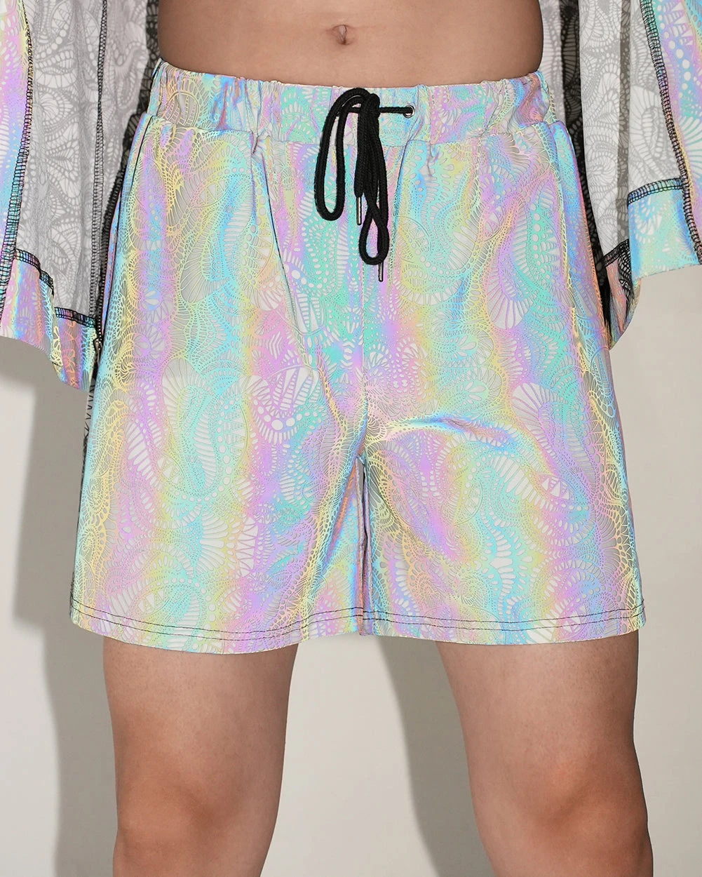 Pure Euphoria White Rainbow Reflective Shorts 3 Pure Euphoria White Rainbow Reflective Shorts