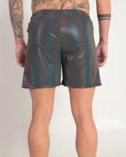 Rainbow Frequency Men's Reflective Shorts -iHeartRaves Shop Rainbow Frequency Men s Reflective Shorts BlkRbw Back af65c867 fd23 435f 8b2e 57c1bc3a7860