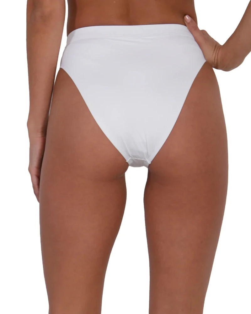 Recycled Fabric Malibu BB High Cut Bottoms - White 4 Recycled Fabric Malibu BB High Cut Bottoms - White - Image 2