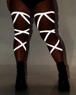 Pair Of Non-Slip Reflective Leg Wraps -iHeartRaves Shop Reflective leg wraps curve1 dark