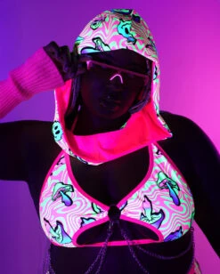 Rolita Couture X IHR Am I Tripping Groove & Glow Hood -iHeartRaves Shop Rolita Couture x iHR Am I Tripping Groove Glow Hood Glow