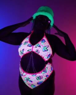 Rolita Couture X IHR Am I Tripping Punk Princess Bodysuit -iHeartRaves Shop Rolita Couture x iHR Am I Tripping Punk Princess Bodysuit C1 Glow