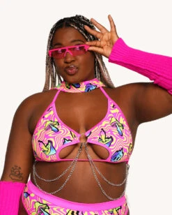 Rolita Couture X IHR Am I Tripping Rebel Chain Top -iHeartRaves Shop Rolita Couture x iHR Am I Tripping Rebel Chain Top C1 Front