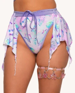 Rolita Couture X IHR Cosmic Chrome Flair Skirt -iHeartRaves Shop Rolita Couture x iHR Cosmic Chrome Flair Skirt Front