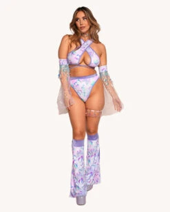 Rolita Couture X IHR Cosmic Chrome Goddess Top -iHeartRaves Shop Rolita Couture x iHR Cosmic Chrome Goddess Top Full