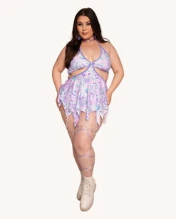 Rolita Couture X IHR Cosmic Chrome Pixie Baby Doll Dress -iHeartRaves Shop Rolita Couture x iHR Cosmic Chrome Pixie Baby Doll Dress C1 Full