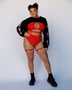 Shroomy Chain Pair Leg Garters -iHeartRaves Shop Shroom Time Ultra Crop Top Black Red White C1 Full 08b5b98b 2b1a 44ee aa1a e3c857e34c9c