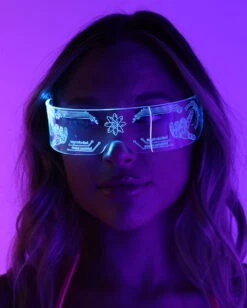Special Agent LED Glasses -iHeartRaves Shop Special Agent LED Glasses Clear SideBlue