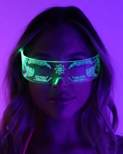 Special Agent LED Glasses -iHeartRaves Shop Special Agent LED Glasses Clear SideGreen