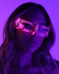Special Agent LED Glasses -iHeartRaves Shop Special Agent LED Glasses Clear SidePink