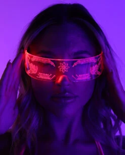 Special Agent LED Glasses -iHeartRaves Shop Special Agent LED Glasses Clear SideRed