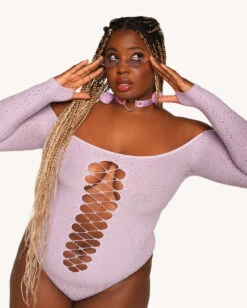 Spotlight Moments Bodysuit - Lavender -iHeartRaves Shop Spotlight Moments Bodysuit Lav Front C1 Front