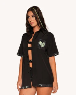 Sunflowerraver X IHR Get Bent Men's Button Up -iHeartRaves Shop Sunflowerraver x iHR Get Bent Men s Button Up Front2