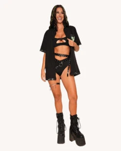 Sunflowerraver X IHR Get Bent Men's Button Up -iHeartRaves Shop Sunflowerraver x iHR Get Bent Men s Button Up Full2