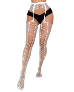 Take Me Suspender Fishnet Thigh Highs -iHeartRaves Shop TakeMeSuspenderThighHighFront