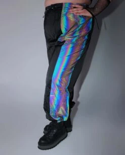 Time 2 Get Lit Rainbow Reflective Cargo Joggers -iHeartRaves Shop Time2GetLitRainbowReflectiveCargoJoggers C1 Reflective