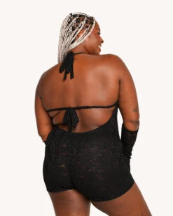 VIP Behavior Lace Romper With Sleeves -iHeartRaves Shop VIP Behavior Lace Romper C1 Back