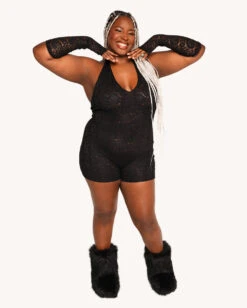 VIP Behavior Lace Romper With Sleeves -iHeartRaves Shop VIP Behavior Lace Romper C1 Full