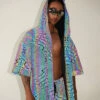 Viper Vision Rainbow Reflective Hooded Robe -iHeartRaves Shop Viper Vision Rainbow Reflective Hooded Robe Reflective