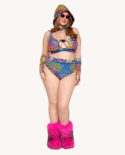 Viper Vision Recycled Fabric Booty Shorts -iHeartRaves Shop Viper Vision Recycled Fabric Speed Clasp Crop Top C1 Full