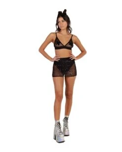 Holo Star Mini Skirt -iHeartRaves Shop Womens Bottoms Holo Star Mini Skirt full