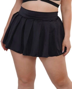 See U After Class Pleated Mini Skirt -iHeartRaves Shop Womens Bottoms See U After Class Pleated Mini Skirt Black Cuve1 front