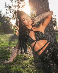 Lace Flowerfields Stretch Halter Top